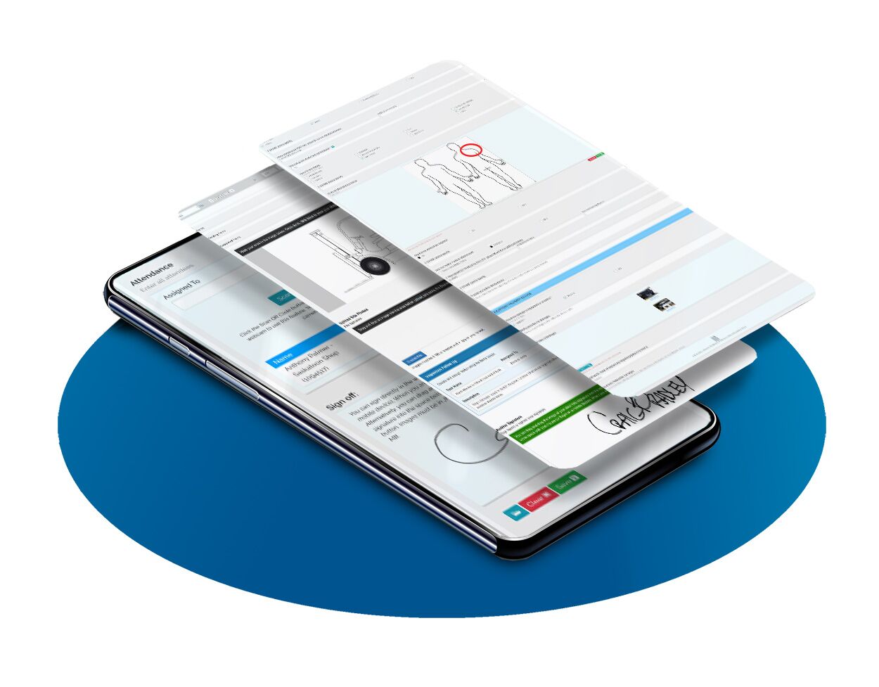 Pop out phone digital mobile forms Risk Management Software