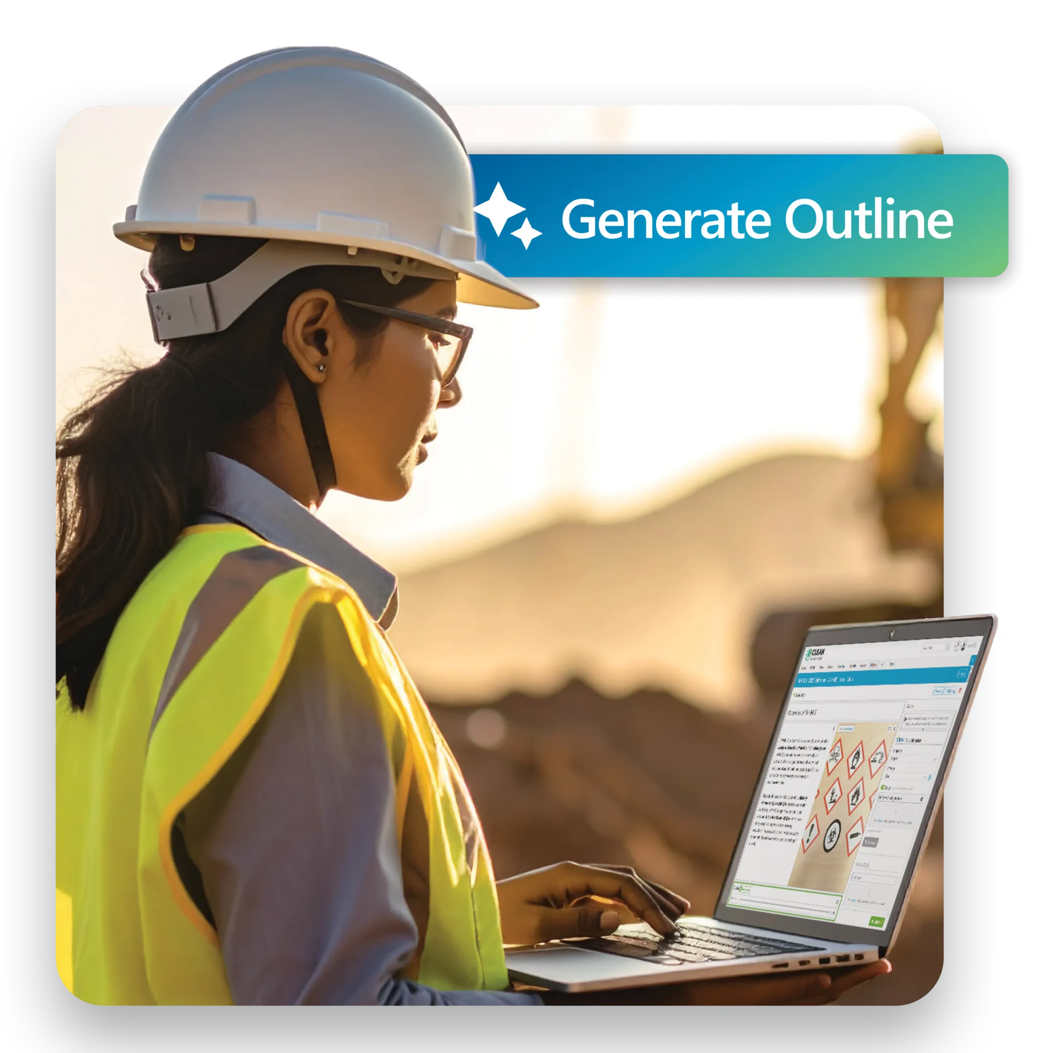 Worker using AI-generated course outline for training