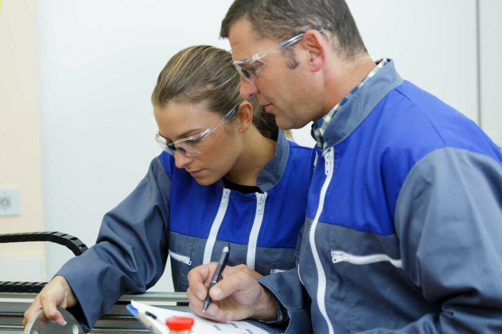 man and woman filling out incident report 