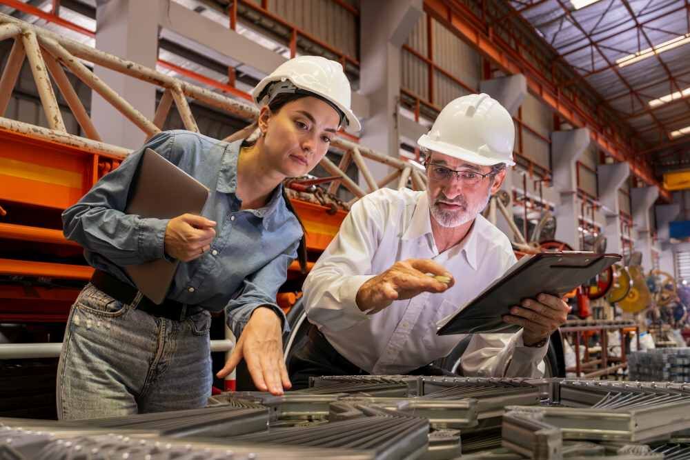 Metalwork manufacturing factory manager oversees safety for OSHA 300 forms