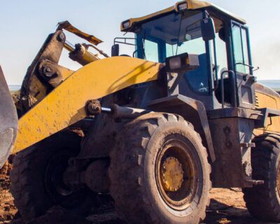 Front-end loader for road works. Special equipment