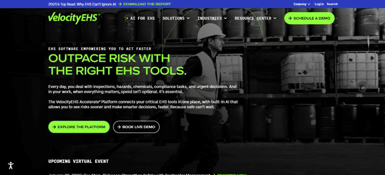 VelocityEHS logo – EHS software for safety, chemical management, and operational risk in the USA