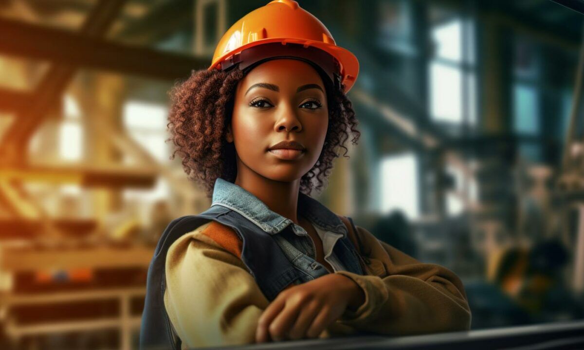 inspiring young lady at work in manufacturing sector.