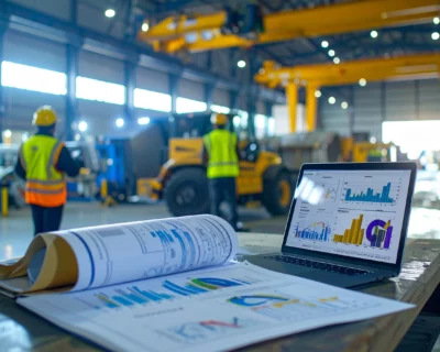 Worker securing fall arrest gear on scaffolding during safety inspection