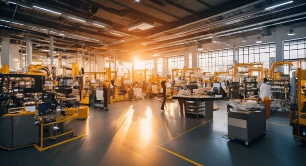 Highly organized manufacturing floor demonstrating 6S principles that promotes safety and efficiency.