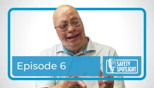 Spencer Beach speaking about his personal experience and redefining safety leadership through storytelling.