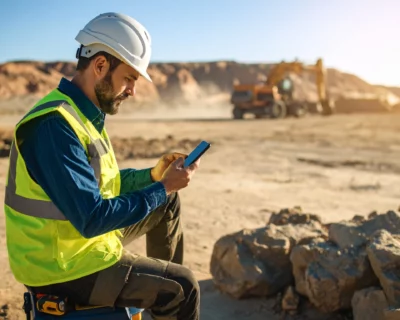 Safety team reviewing onboarding content on tablets and phones, demonstrating mobile-friendly onboarding software.
