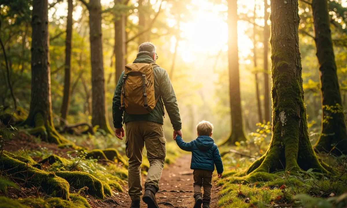 Two generations walking together in nature, reflecting Greg Wooldridge’s lesson that real leadership and safety culture start with trust and family values.
